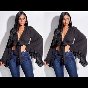 Big Bell Sleeve Crop Top